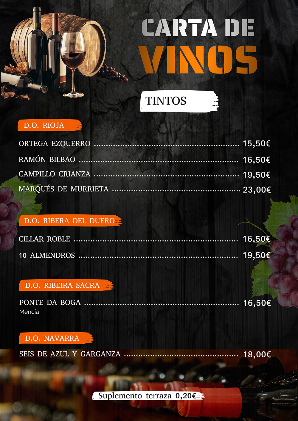 3 frente vinos tintos